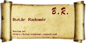 Butár Radomér névjegykártya